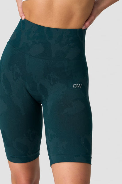 camo seamless biker shorts dk teal