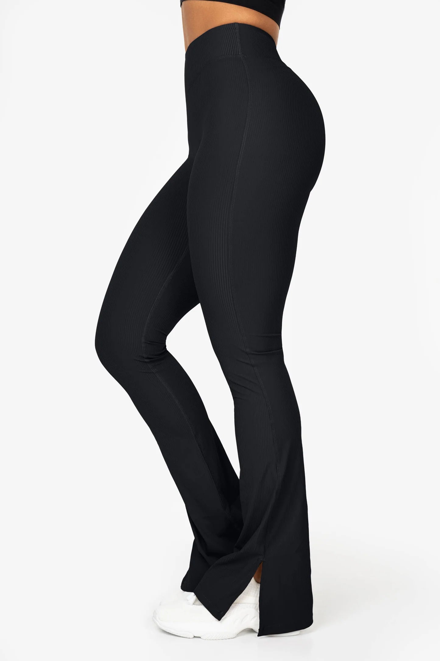 Ribbed Split Flared Leggings - for kvinde - FAMME - Leggings