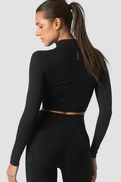 define seamless cropped 1/4 zip black