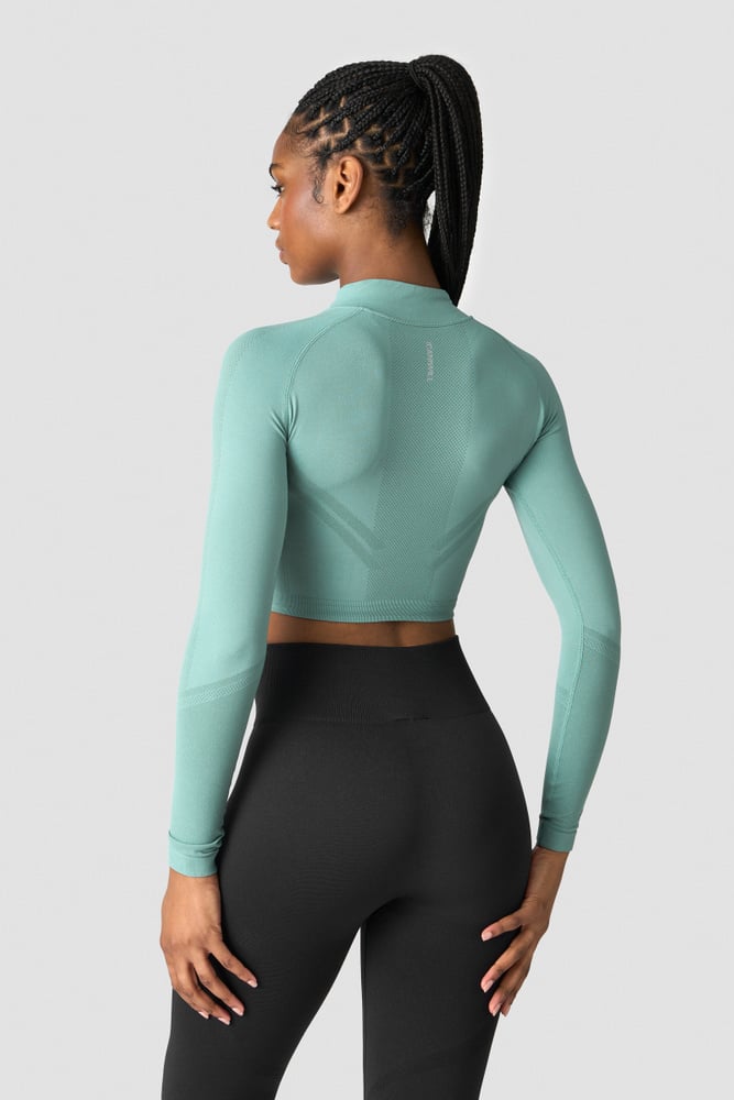 define seamless cropped 1/4 zip mineral green