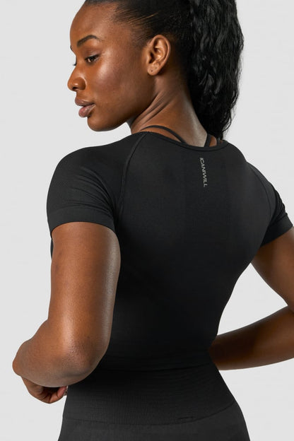 define seamless cropped t-shirt black wmn