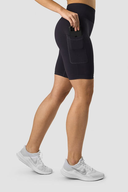 define seamless pocket biker shorts dk graphite