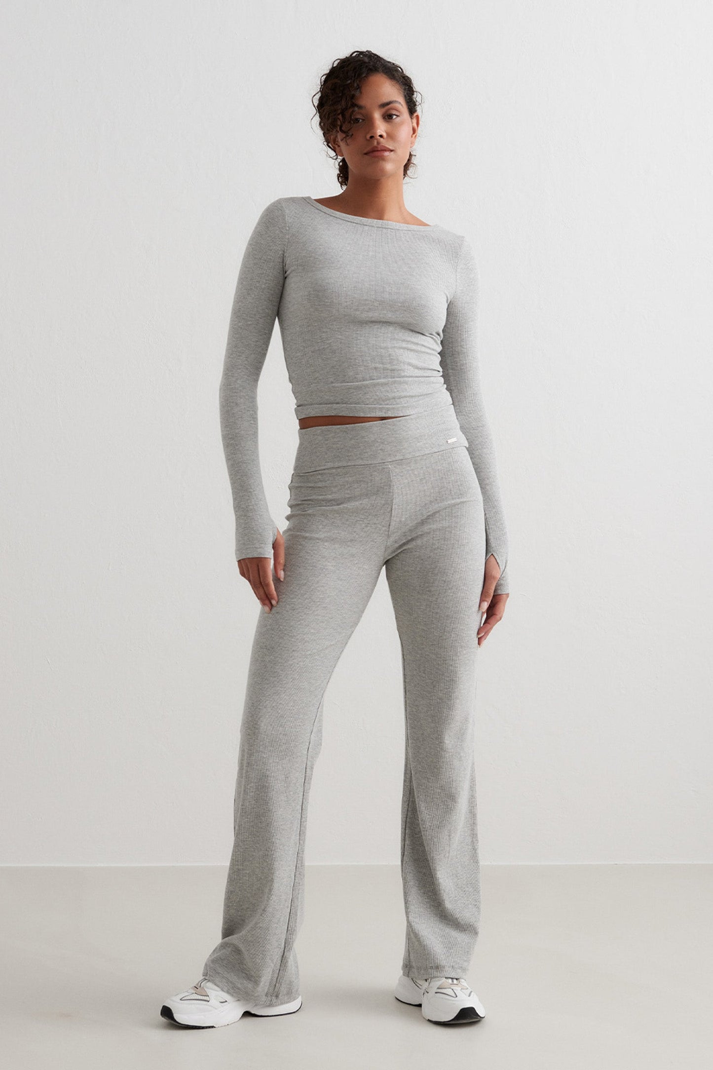 Ease Ribbed Pants - Grey Melange - for kvinde - aim'n - Pants