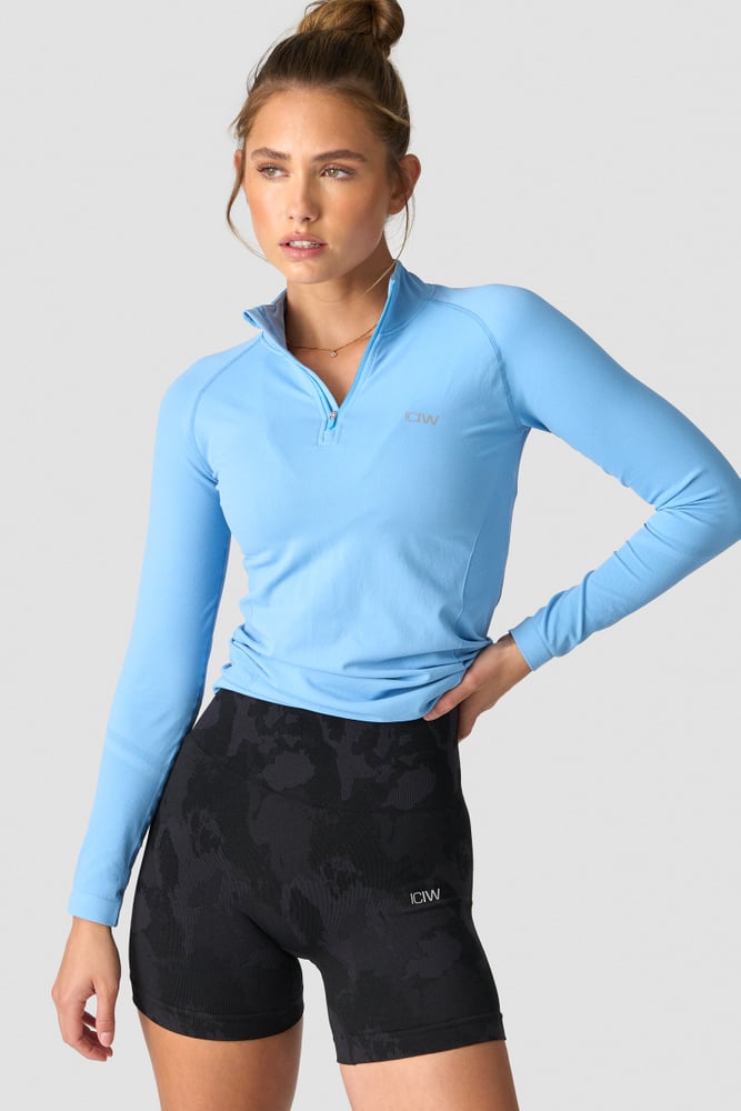 everyday seamless 1/4 zip wmn dove blue