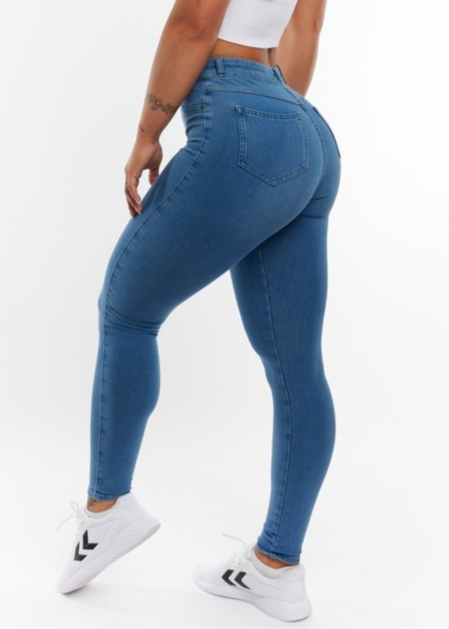 High Waist Denim Jeans - Light Blue - for kvinde - EMBRACE - Jeans