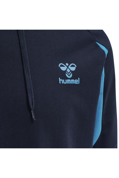 HUMMEL - Hmlaction Cotton Hoodie - Black Iris/atomic Blue