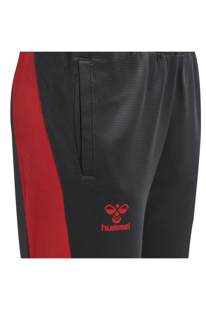 HUMMEL - Hmlaction Poly Training Pants Woman - Ebony/flame Scarlet