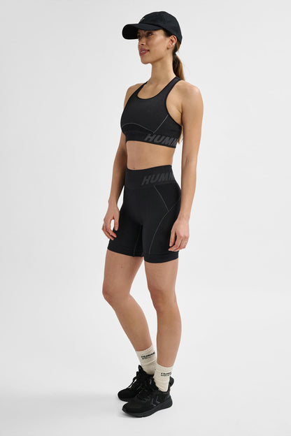 HUMMEL - Hmlte Christel Seamless Sports Top - Black/asphalt Melange