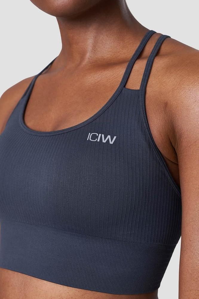 ICANIWILL - Ribbed Define Seamless Sports Bra - Smokey Blue