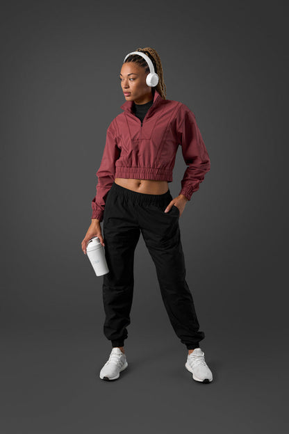 reboot cropped 1/4 zip brick red