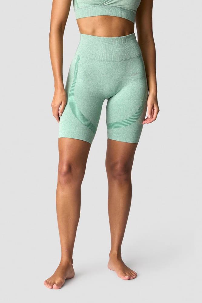 soft seamless biker shorts wmn light green melange