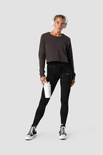 stride cropped long sleeve wmn charcoal